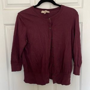 Loft button-up cardigan purple size L